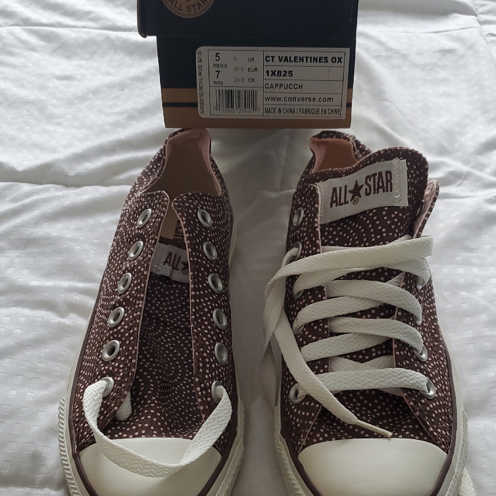 Converse All Star Brown and White Polka Dot Sneakers
